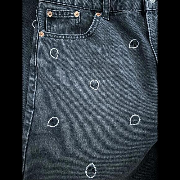 FALL CLEARANCE NWOT Asos Alien Rhinestone Embellished Mom Jeans - Sz 30 - Picture 4 of 4